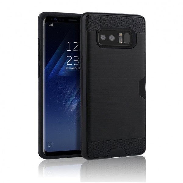 Wholesale Galaxy Note 8 Credit Card Armor Hybrid Case (Black)